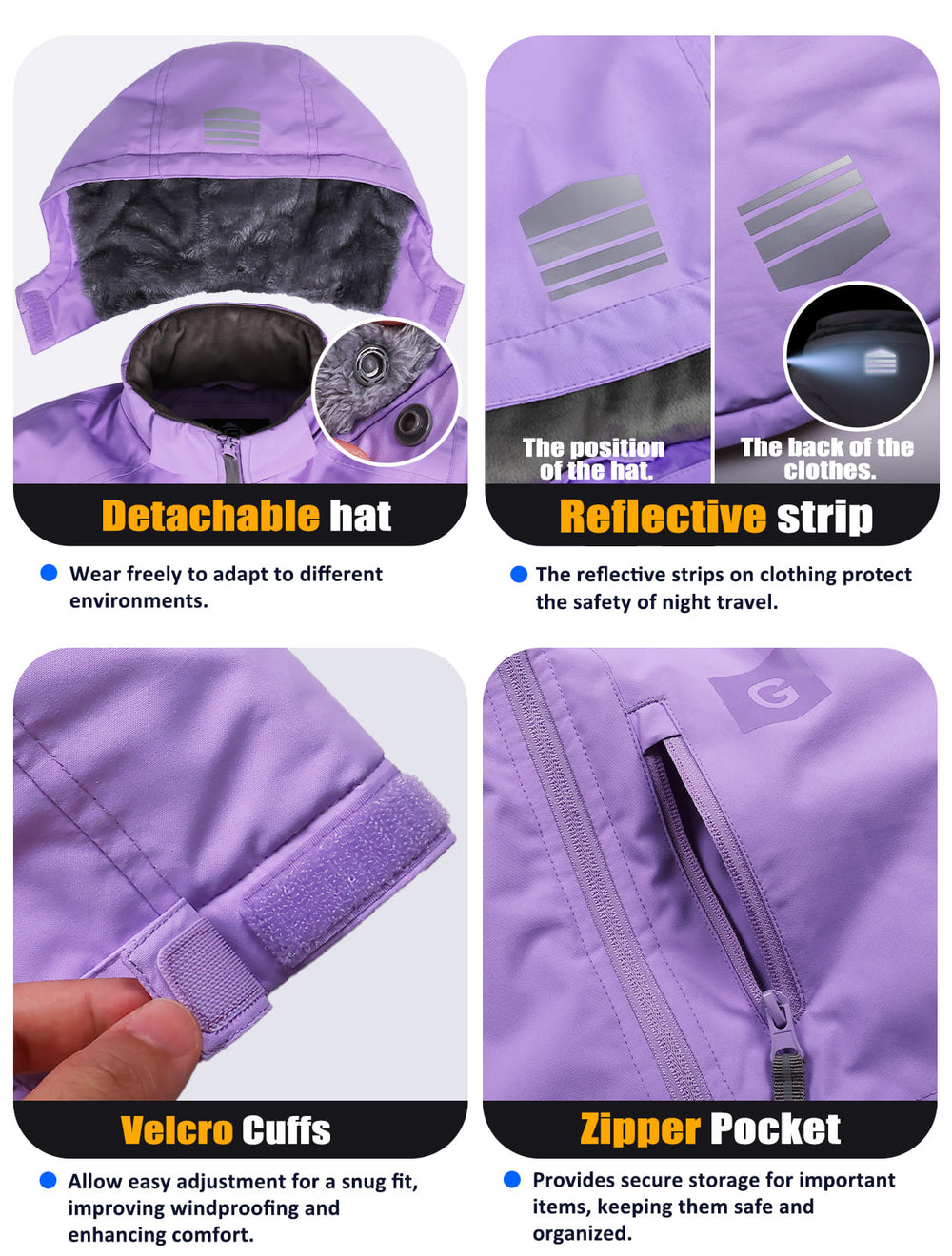 GEMYSE Kids Winter Jacket Waterproof Boys Girls Ski Jacket with Hood Windproof Warm Fall and Winter Outerwear