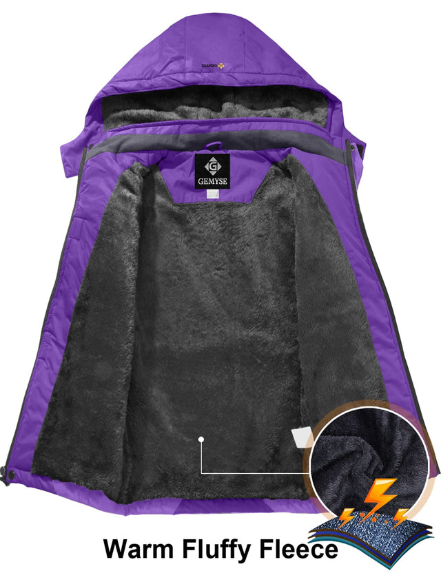 GEMYSE Girl's Waterproof Ski Snow Jacket Fleece Windproof