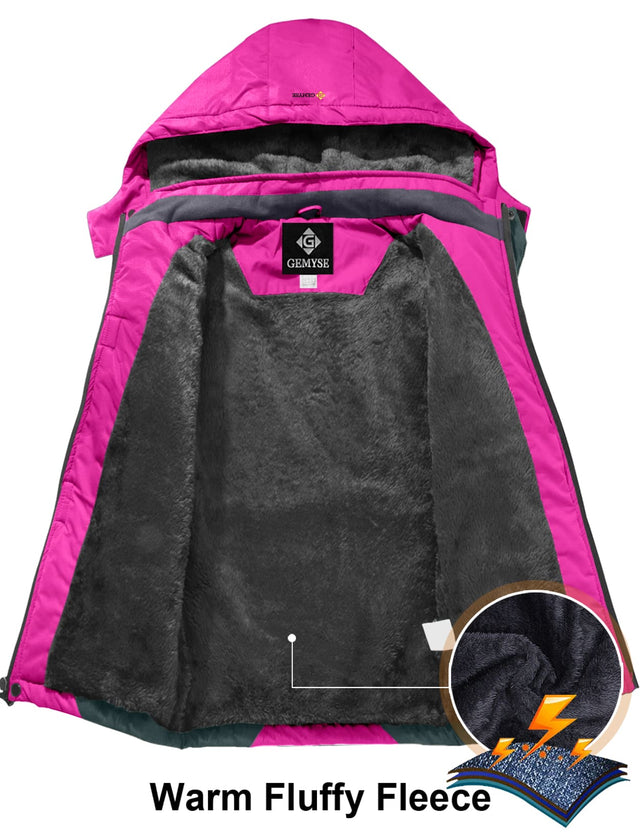 GEMYSE Girl's Waterproof Ski Snow Jacket Fleece Windproof