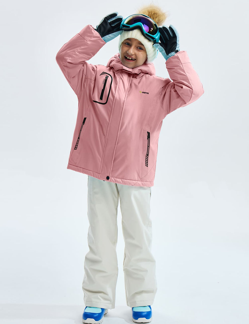 GEMYSE Girl's Waterproof Ski Snow Jacket Windproof Winter Jacket with Hood