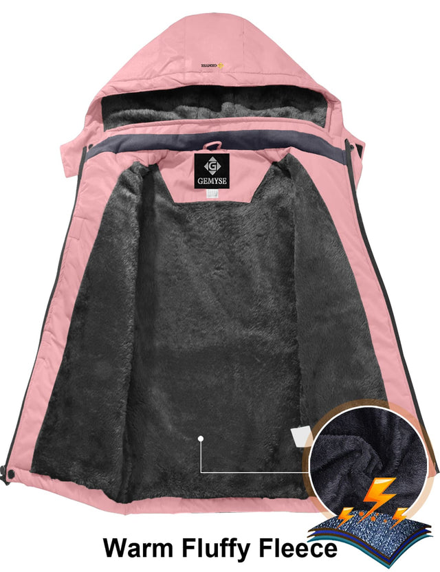 GEMYSE Girl's Waterproof Ski Snow Jacket Fleece Windproof