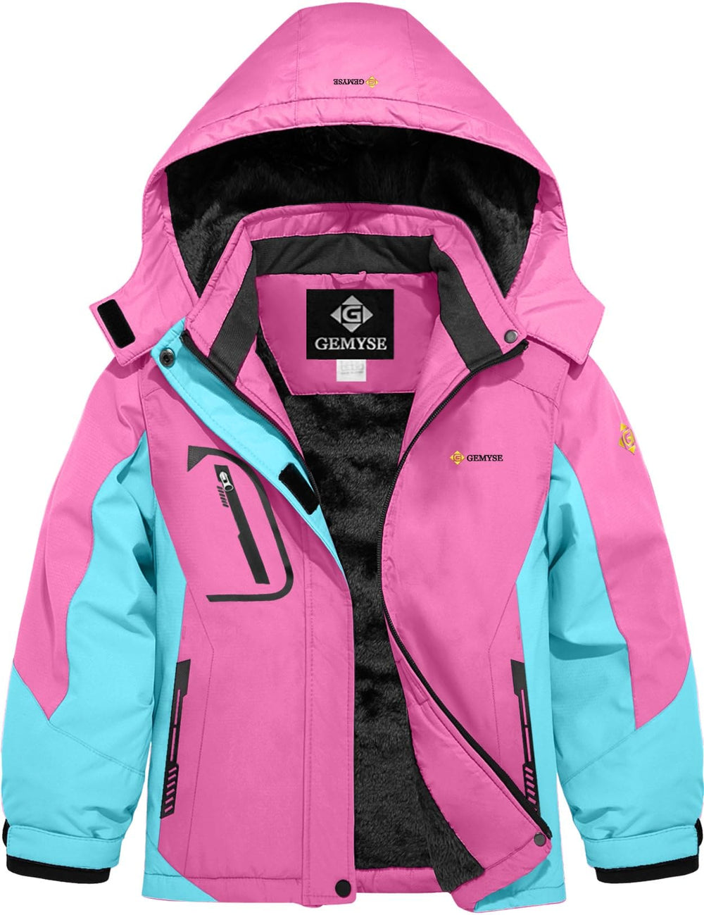 GEMYSE Girl's Waterproof Ski Snow Jacket Windproof Winter Jacket with Hood