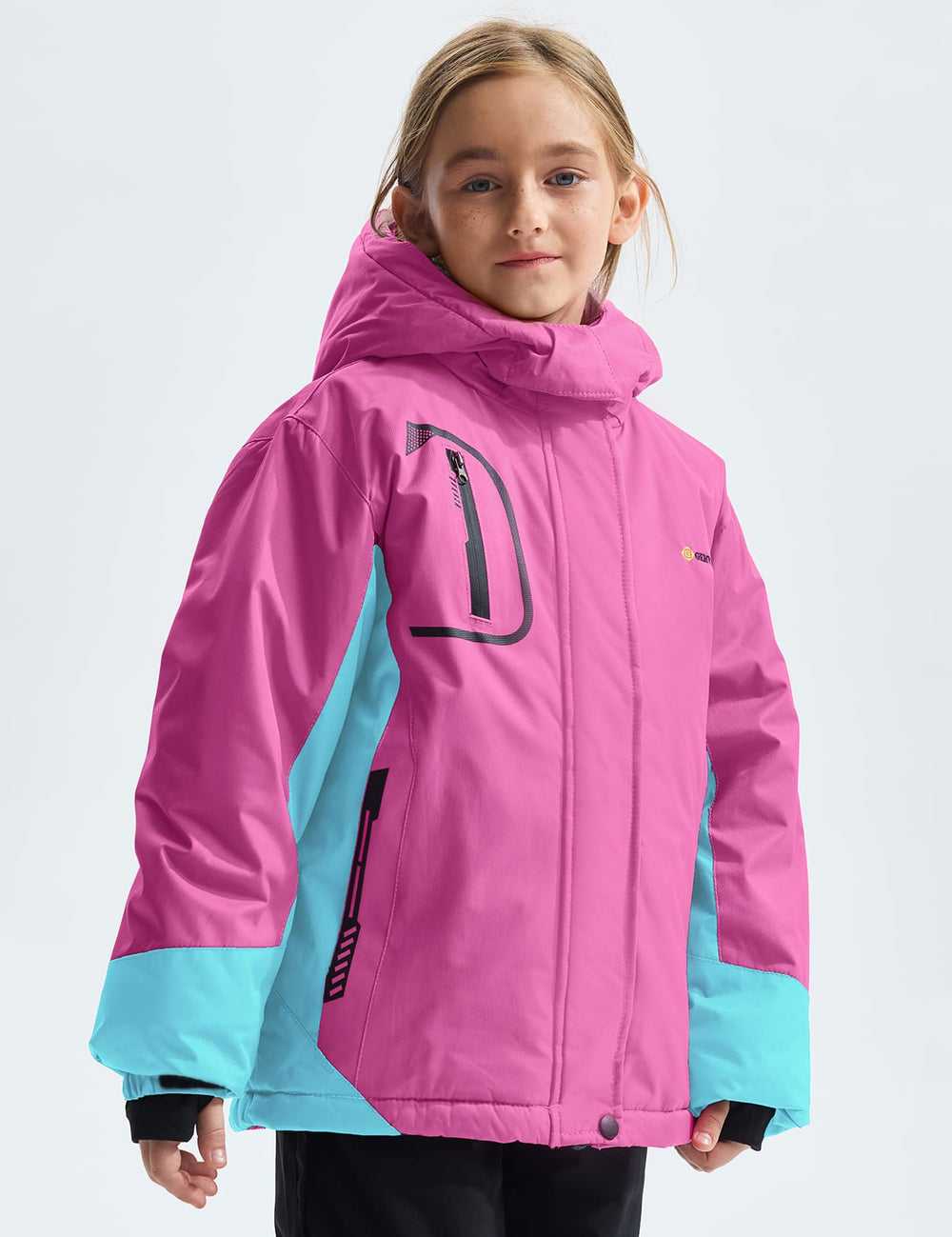 GEMYSE Girl's Waterproof Ski Snow Jacket Windproof Winter Jacket with Hood