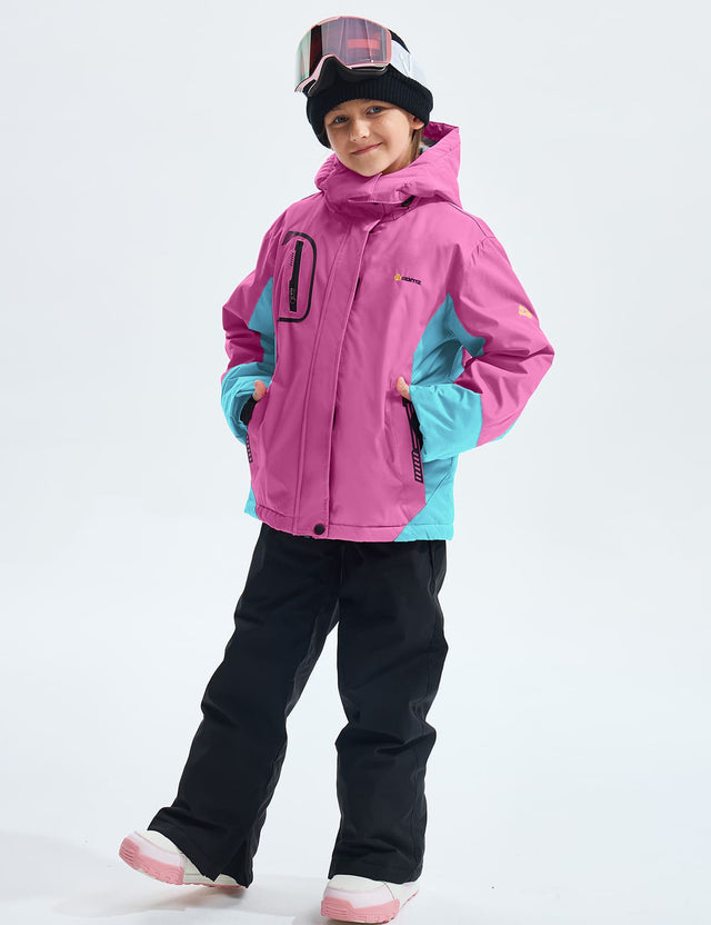 GEMYSE Girl's Waterproof Ski Snow Jacket Fleece Windproof