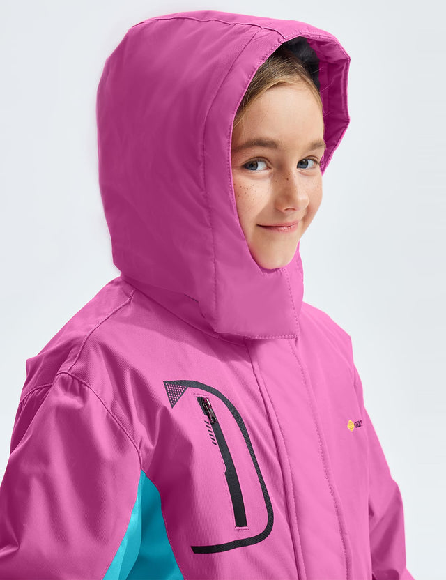 GEMYSE Girl's Waterproof Ski Snow Jacket Fleece Windproof