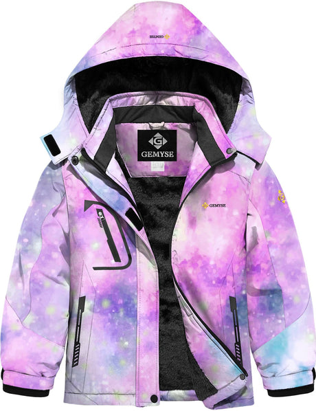 GEMYSE Girl's Waterproof Ski Snow Jacket Fleece Windproof