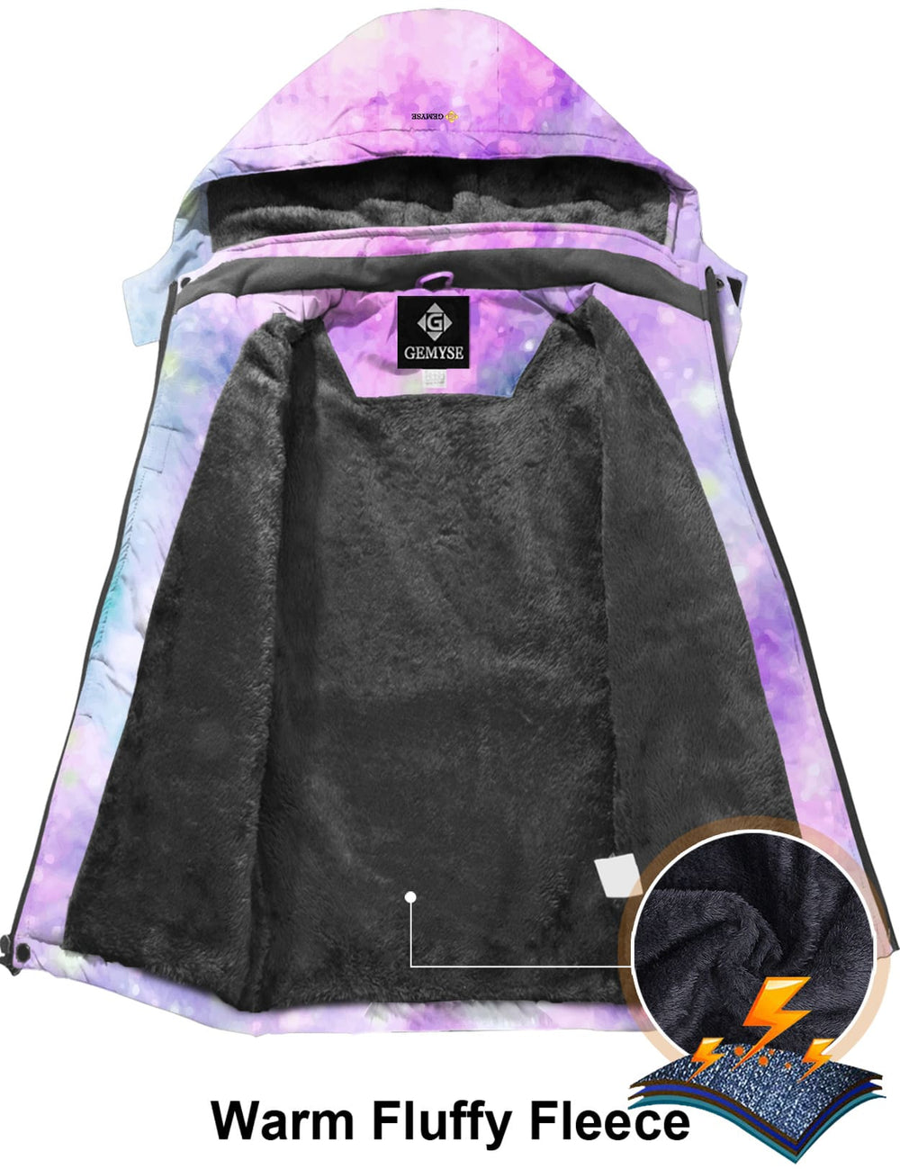 GEMYSE Girl's Waterproof Ski Snow Jacket Windproof Winter Jacket with Hood