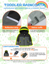GEMYSE Toddler Rain Jacket Waterproof Hooded Lightweight Boys
