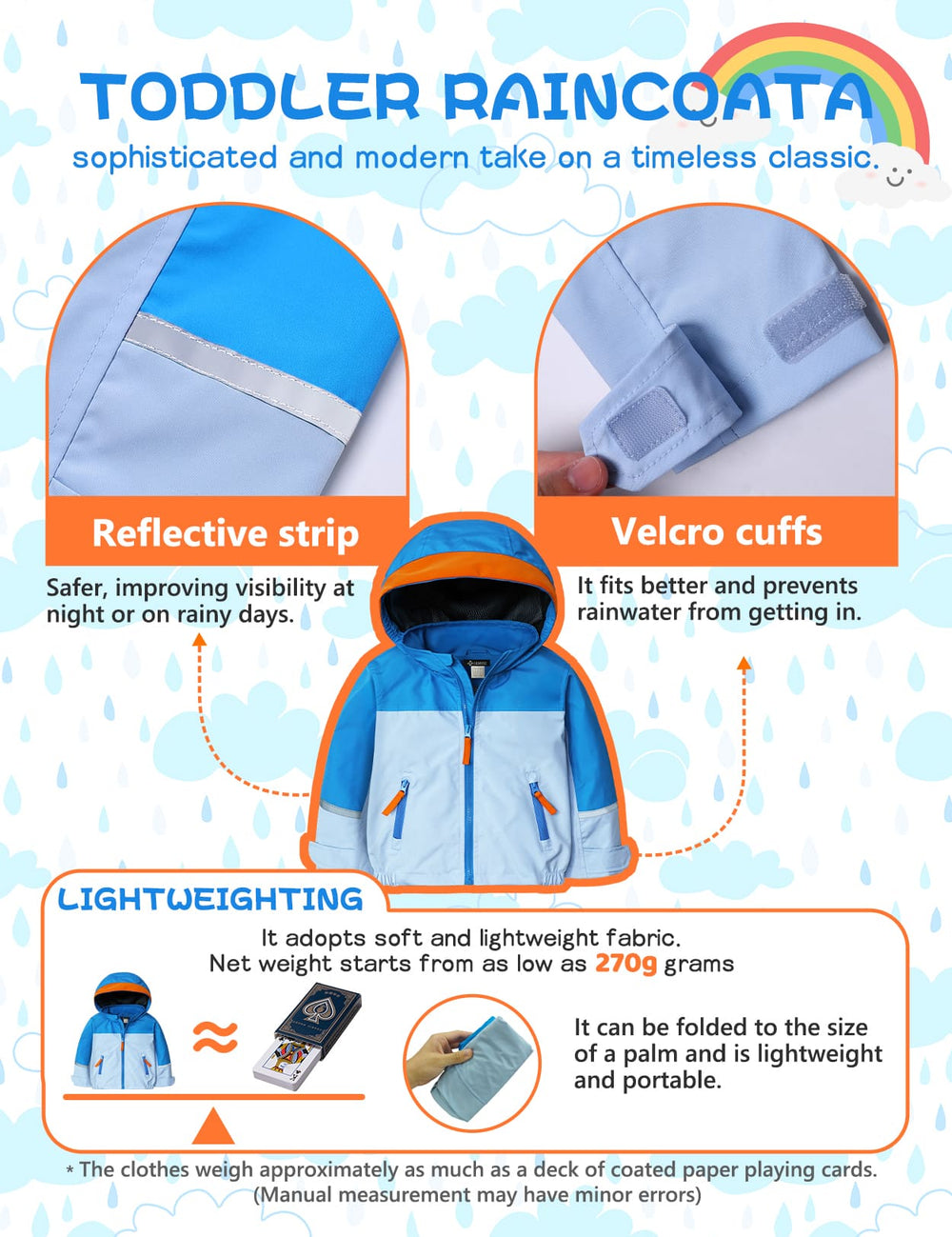 GEMYSE Toddler Rain Jacket Waterproof Hooded Lightweight Toddler Boys Kids Rain Coat Baby Jacket Outwear