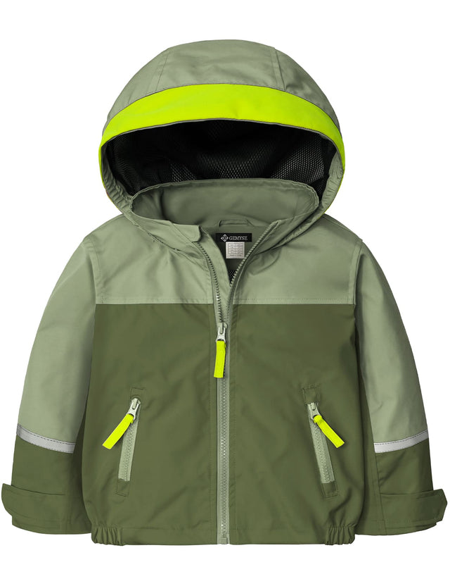 GEMYSE Toddler Rain Jacket Waterproof Hooded Lightweight Boys