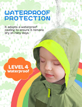 GEMYSE Toddler Rain Jacket Waterproof Hooded Lightweight Boys