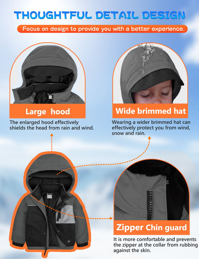GEMYSE Toddler Winter Coat Waterproof Baby Boys Ski