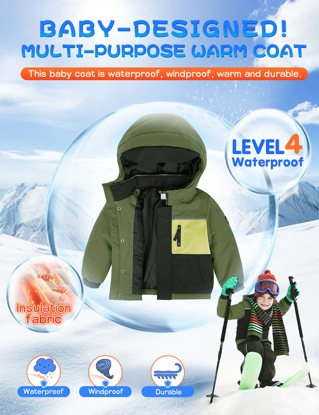 GEMYSE Toddler Winter Coat Waterproof Baby Boys Ski