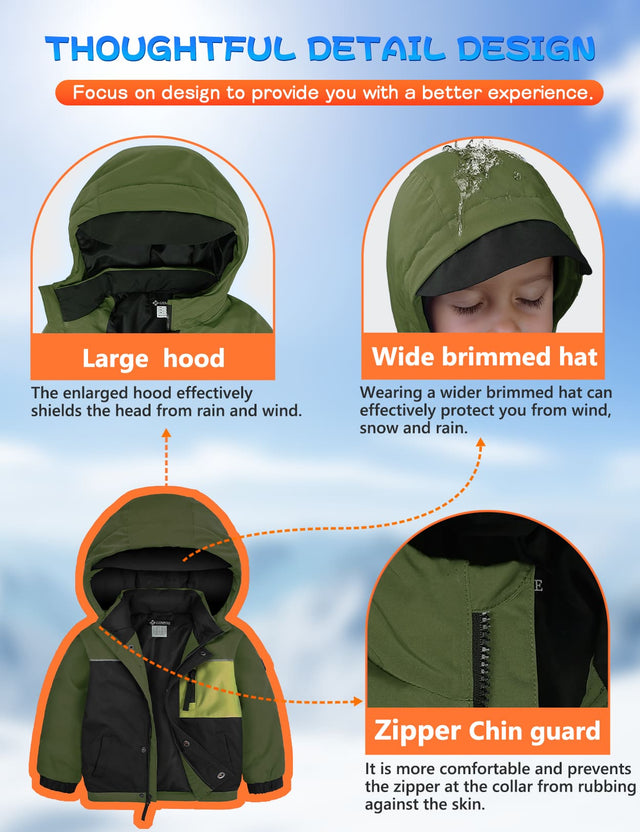 GEMYSE Toddler Winter Coat Waterproof Baby Boys Ski
