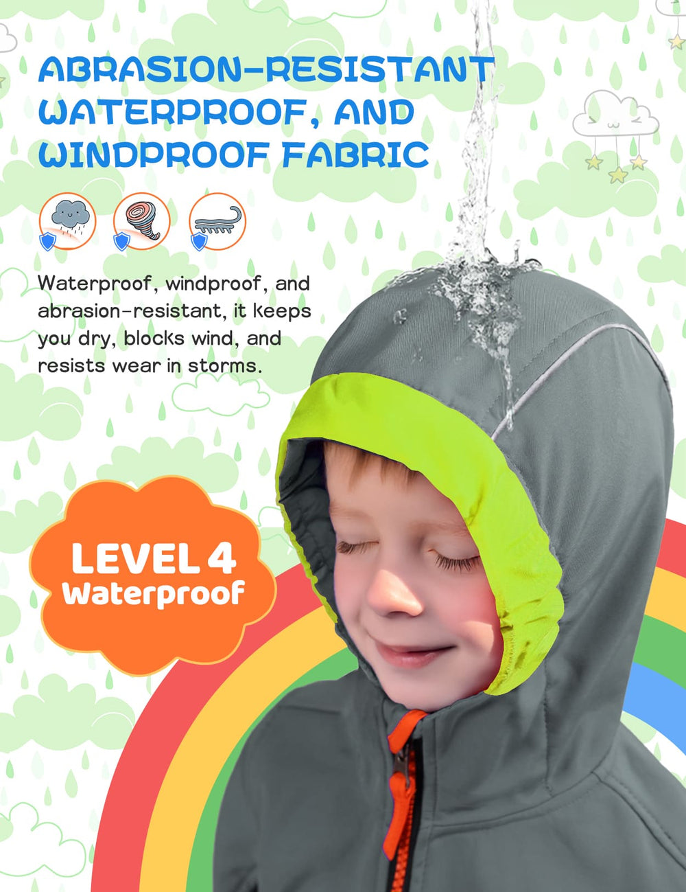 GEMYSE Toddler Jacket Fleece Lined Baby Boys Windbreaker Water Resistant Kids Hooded Coat Warm Spring Fall Outerwear