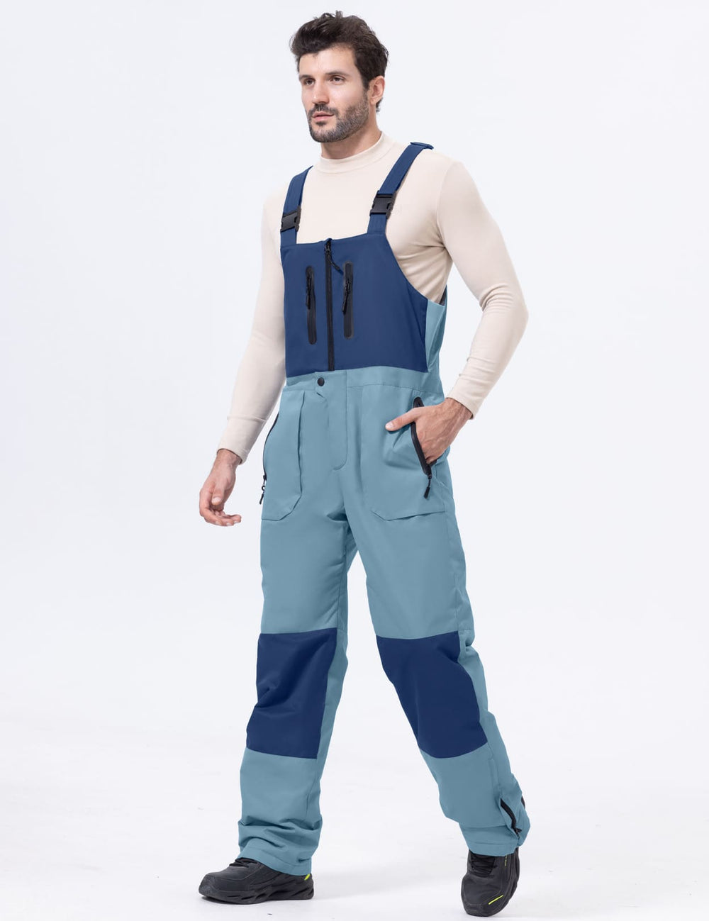 GEMYSE Men's Insulated Skiing Bibs Waterproof Snow Pants Winter Snowboarding Overalls