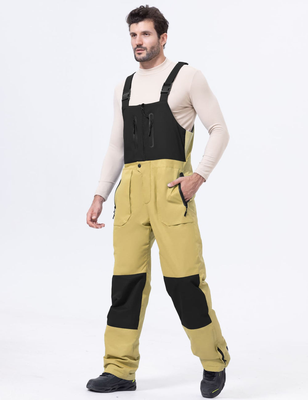 GEMYSE Men's Insulated Skiing Bibs Waterproof Snow Pants Winter Snowboarding Overalls