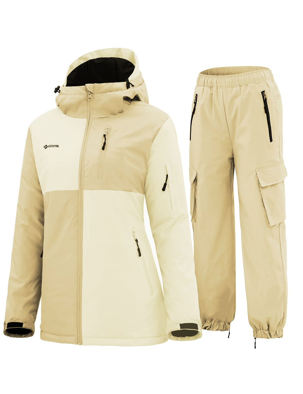 GEMYSE Women's Ski Snow Jackets and Pants Set Windproof Waterproof Snowsuit Warm Winter Snowboarding Insulated Coat