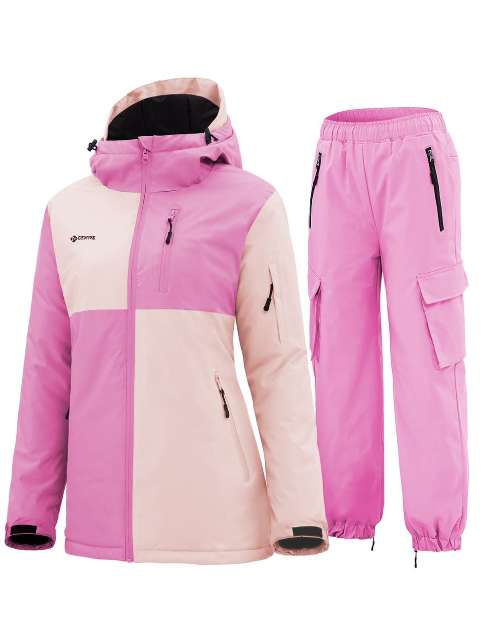 GEMYSE Women's Ski Snow Jackets and Pants Set Windproof Waterproof Snowsuit Warm Winter Snowboarding Insulated Coat