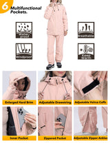 GEMYSE Women's Ski Snowsuit Waterproof Windproof Insulated Jacket