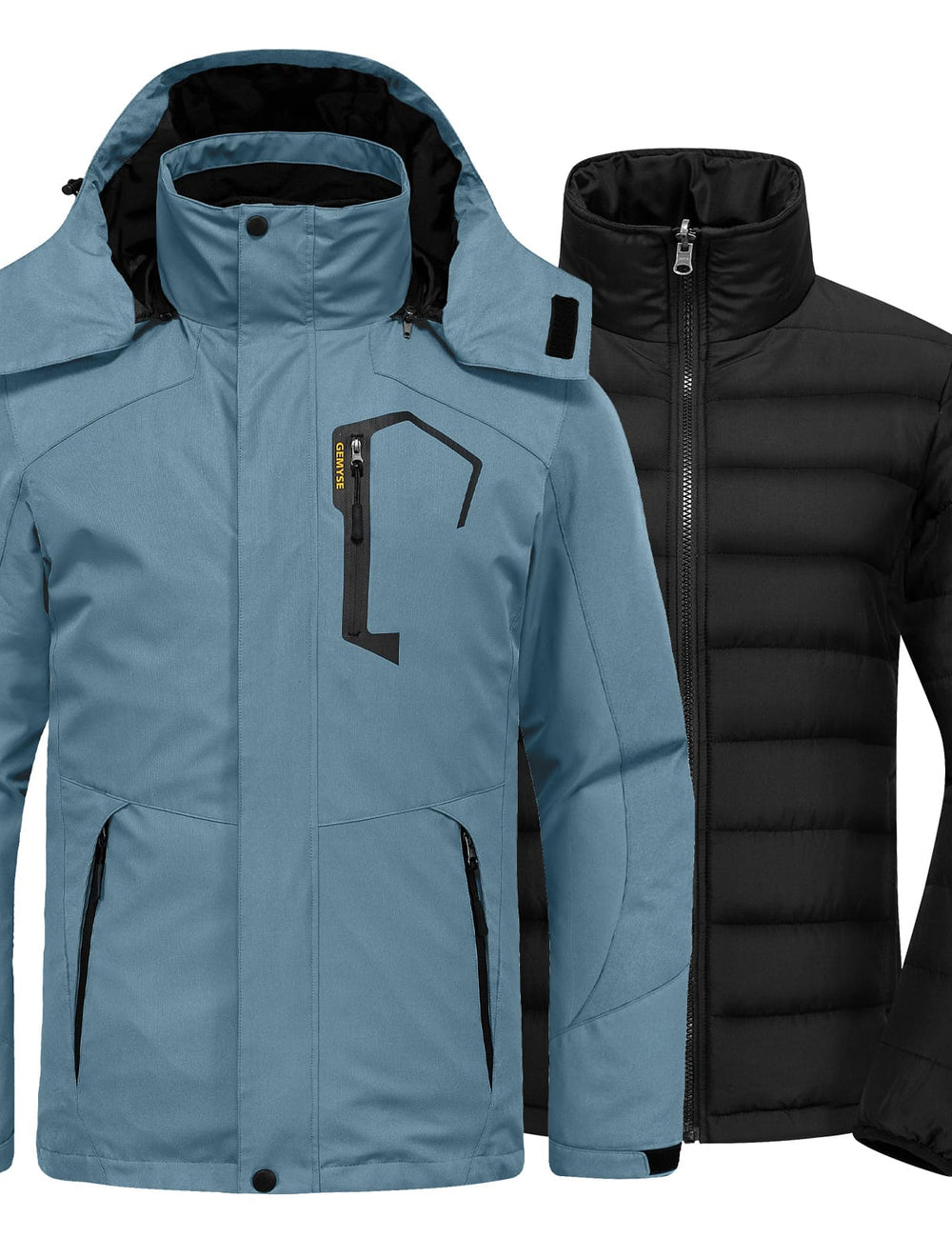 GEMYSE Men's Waterproof 3-in-1 Ski Snow Jacket Puffer Liner Insulated Winter Coat