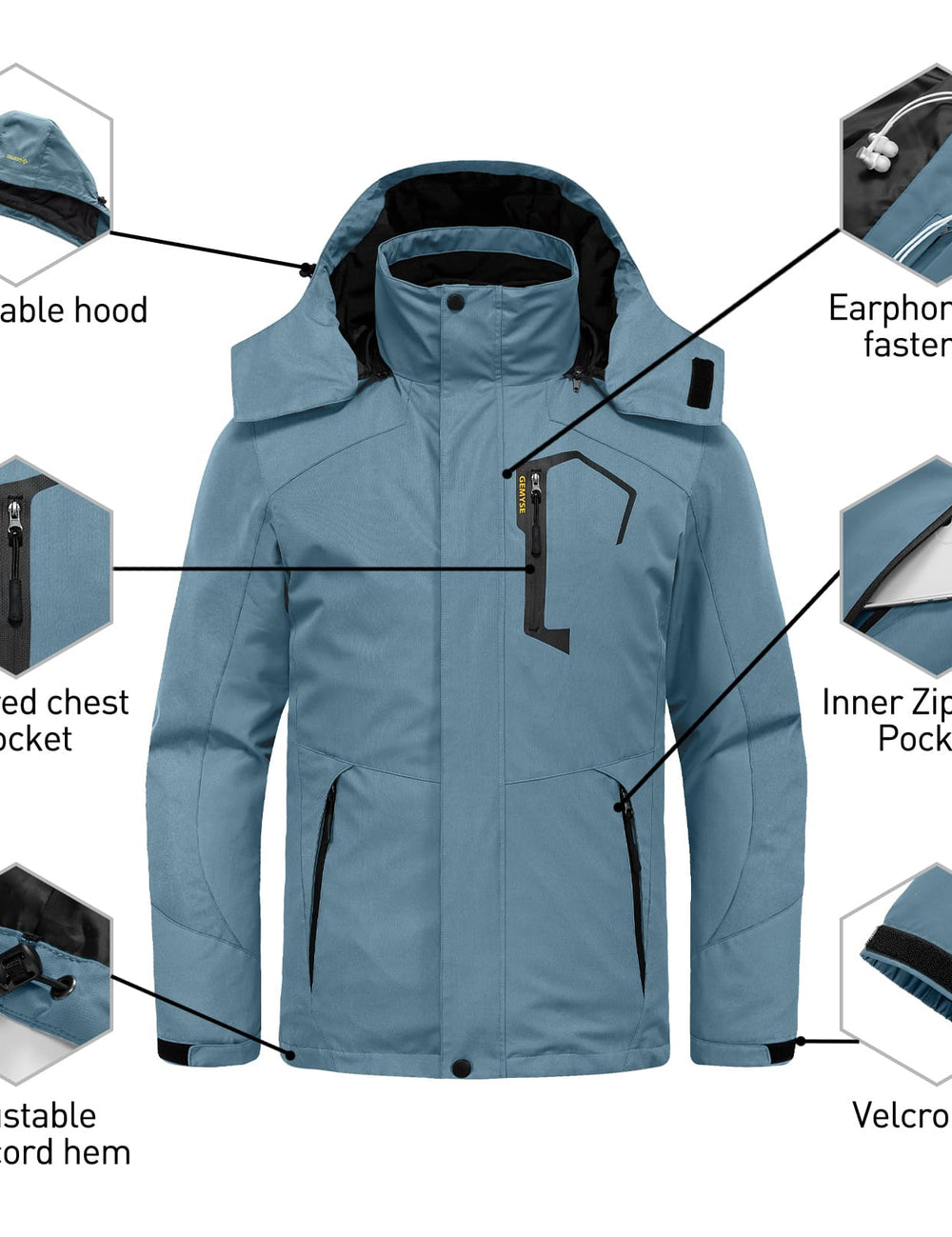 GEMYSE Men's Waterproof 3-in-1 Ski Snow Jacket Puffer Liner Insulated Winter Coat