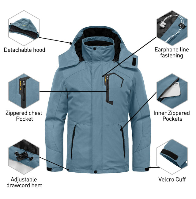 GEMYSE Men's Waterproof 3-in-1 Ski Snow Jacket Puffer Liner Insulated Winter Coat