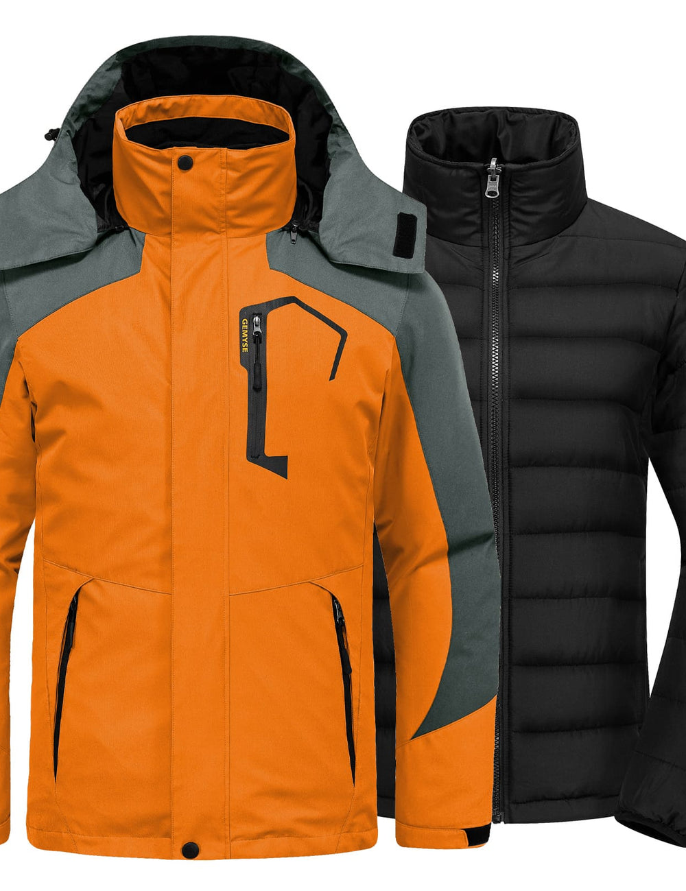 GEMYSE Men's Waterproof 3-in-1 Ski Snow Jacket Puffer Liner Insulated Winter Coat