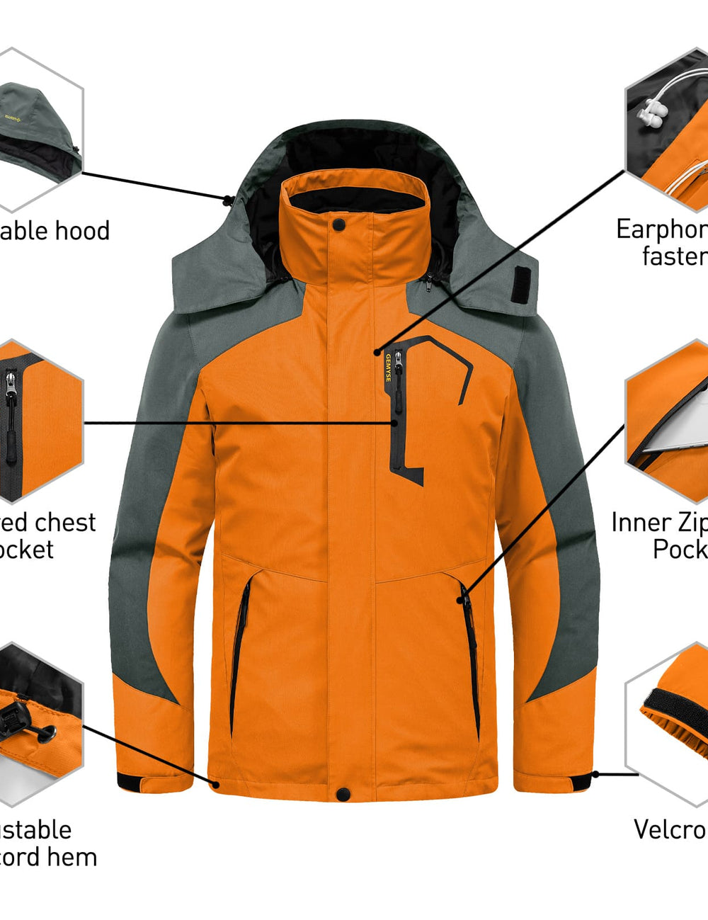 GEMYSE Men's Waterproof 3-in-1 Ski Snow Jacket Puffer Liner Insulated Winter Coat