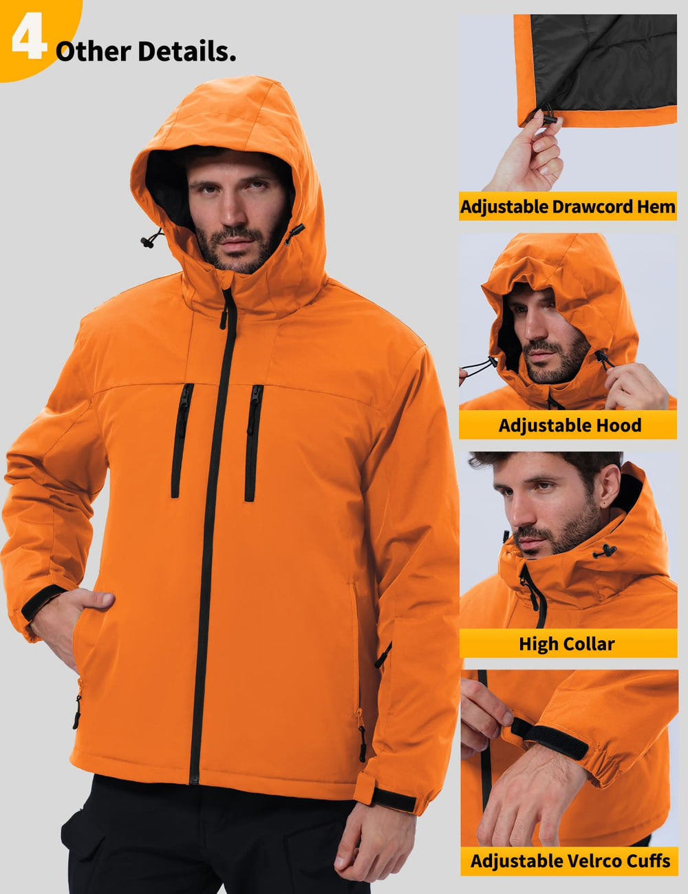 GEMYSE Men's Ski Jacket Winter Coats Waterproof Snow Jacket Warm Parka Hooded Raincoats with Multi-Pockets