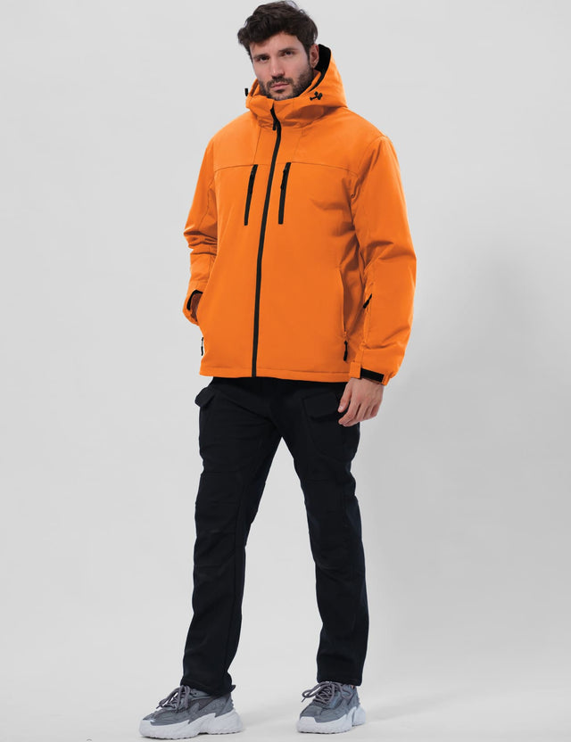 GEMYSE Men's Ski Jacket Winter Coats Waterproof Snow Jacket Warm Parka Hooded Raincoats with Multi-Pockets(Black,Small)