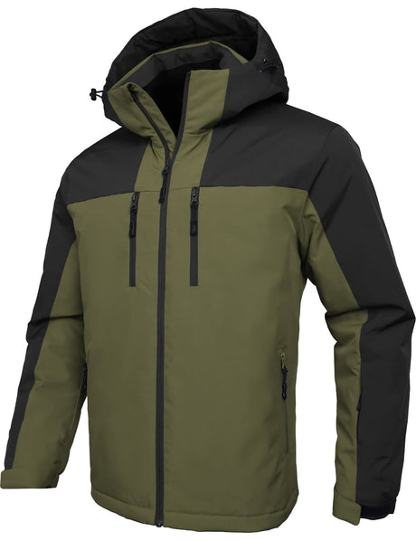 GEMYSE Men's Ski Jacket Winter Coats Waterproof Snow Jacket Warm Parka Hooded Raincoats with Multi-Pockets(Black,Small)