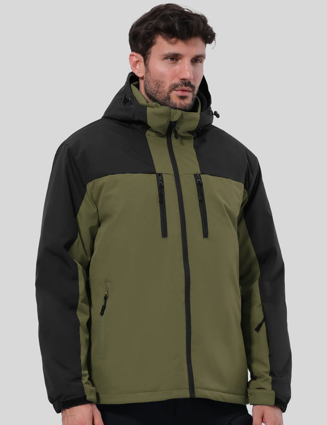 GEMYSE Men's Ski Jacket Winter Coats Waterproof Snow Jacket Warm Parka Hooded Raincoats with Multi-Pockets(Black,Small)