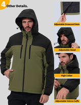 GEMYSE Men's Ski Jacket Winter Coats Waterproof Snow Jacket Warm Parka Hooded Raincoats with Multi-Pockets(Black,Small)
