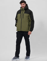GEMYSE Men's Ski Jacket Winter Coats Waterproof Snow Jacket Warm Parka Hooded Raincoats with Multi-Pockets(Black,Small)