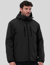 GEMYSE Men's Ski Jacket Winter Coats Waterproof Snow Jacket Warm Parka Hooded Raincoats with Multi-Pockets(Black,Small)