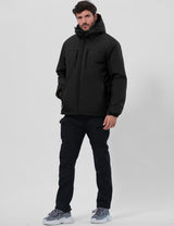 GEMYSE Men's Ski Jacket Winter Coats Waterproof Snow Jacket Warm Parka Hooded Raincoats with Multi-Pockets(Black,Small)