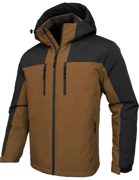 GEMYSE Men's Ski Jacket Winter Coats Waterproof Snow Jacket Warm Parka Hooded Raincoats with Multi-Pockets(Black,Small)