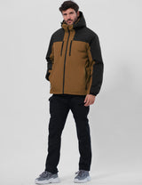 GEMYSE Men's Ski Jacket Winter Coats Waterproof Snow Jacket Warm Parka Hooded Raincoats with Multi-Pockets(Black,Small)