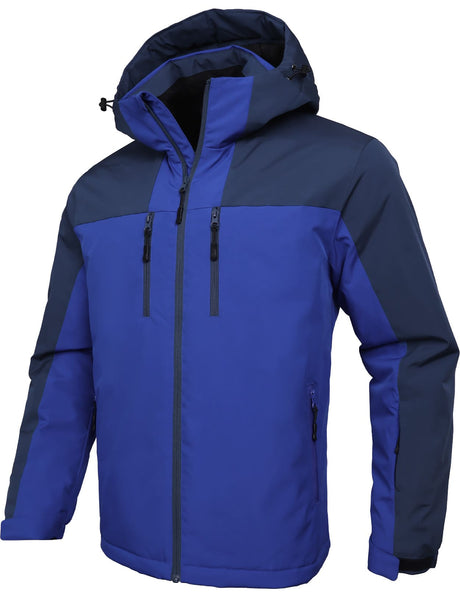 GEMYSE Men's Ski Jacket Winter Coats Waterproof Snow Jacket Warm Parka Hooded Raincoats with Multi-Pockets(Black,Small)