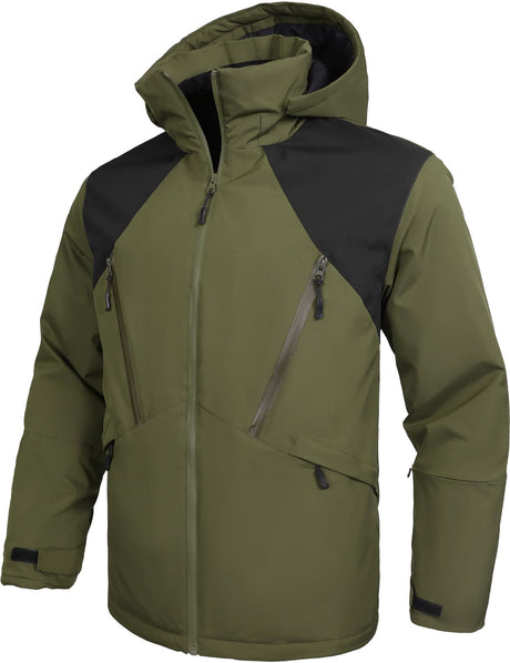 GEMYSE Men's Winter Ski Jacket Snow Coats Waterproof Snowboard Jacket Hooded insulated Windproof Parka With Multi-Pockets(Black,Small)
