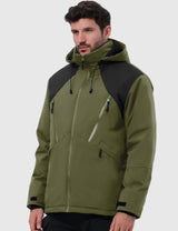 GEMYSE Men's Winter Ski Jacket Snow Coats Waterproof Snowboard Jacket Hooded insulated Windproof Parka With Multi-Pockets(Black,Small)