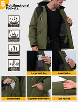 GEMYSE Men's Winter Ski Jacket Snow Coats Waterproof Snowboard Jacket Hooded insulated Windproof Parka With Multi-Pockets(Black,Small)
