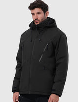 GEMYSE Men's Winter Ski Jacket Snow Coats Waterproof Snowboard Jacket Hooded insulated Windproof Parka With Multi-Pockets(Black,Small)