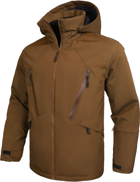 GEMYSE Men's Winter Ski Jacket Snow Coats Waterproof Snowboard Jacket Hooded insulated Windproof Parka With Multi-Pockets(Black,Small)
