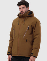 GEMYSE Men's Winter Ski Jacket Snow Coats Waterproof Snowboard Jacket Hooded insulated Windproof Parka With Multi-Pockets(Black,Small)