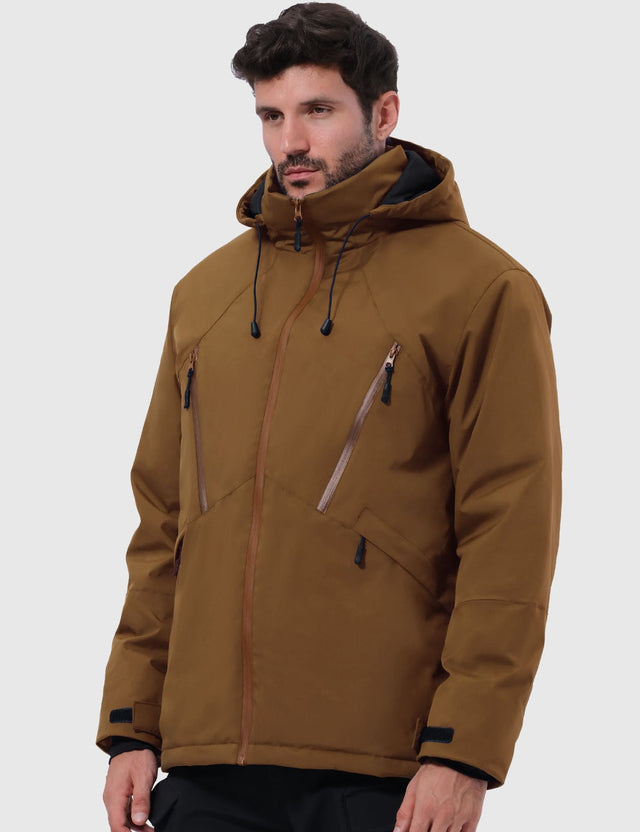 GEMYSE Men's Winter Ski Jacket Snow Coats Waterproof Snowboard Jacket Hooded insulated Windproof Parka With Multi-Pockets(Black,Small)