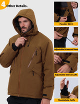 GEMYSE Men's Winter Ski Jacket Snow Coats Waterproof Snowboard Jacket Hooded insulated Windproof Parka With Multi-Pockets(Black,Small)