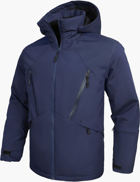 GEMYSE Men's Winter Ski Jacket Snow Coats Waterproof Snowboard Jacket Hooded insulated Windproof Parka With Multi-Pockets(Black,Small)