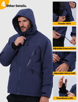 GEMYSE Men's Winter Ski Jacket Snow Coats Waterproof Snowboard Jacket Hooded insulated Windproof Parka With Multi-Pockets(Black,Small)
